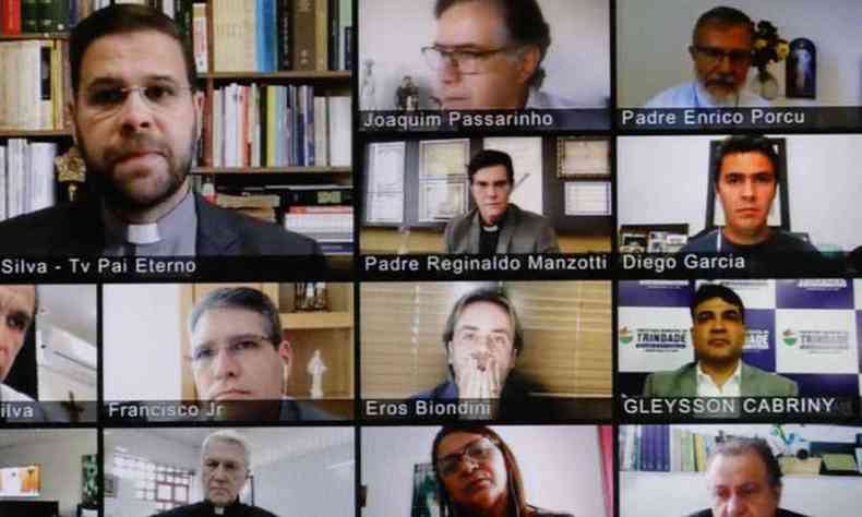 Videoconferncia com lderes religiosos catlicos e Bolsonaro(foto: Isac Nbrega/ PR)