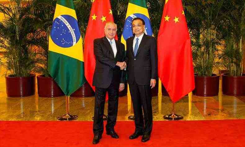Presidente Michel Temer durante encontro com o Li Keqiang, primeiro-ministro da Repblica Popular da China(foto: Beto Barata/PR)