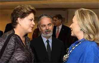 Dilma, Patriota e Hillary durante conferncia de Governo Aberto em Braslia (foto: Ricardo Stuckert Filho)