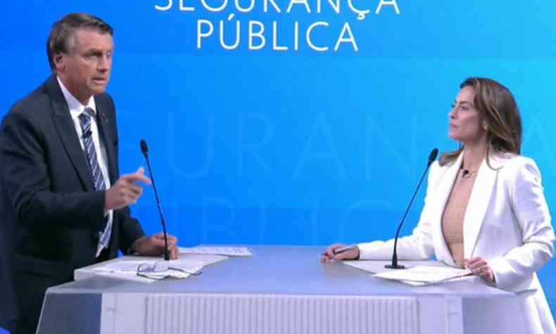 Bolsonaro e Soraya no debate da Globo
