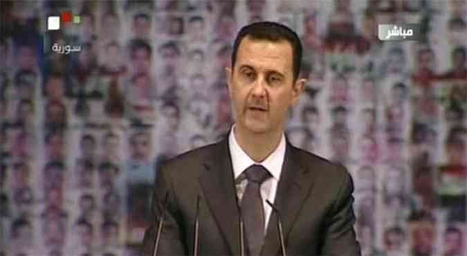 Assad fez um pronunciamento pela televiso oficial da Sria(foto: AFP PHOTO/SYRIAN TV )