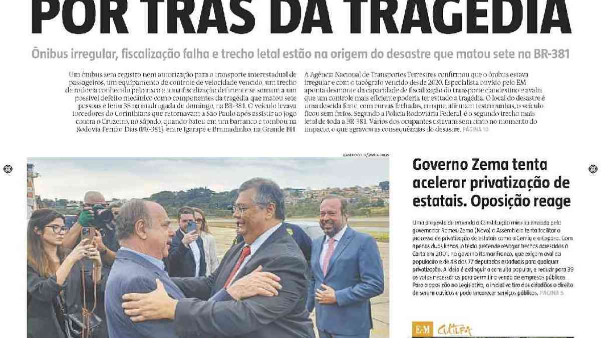 Confira a Capa do Jornal Estado de Minas do dia 10/08/2023