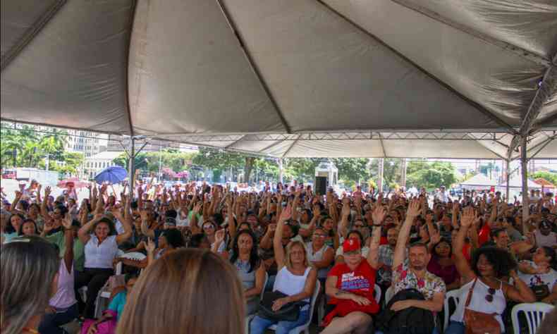 Imagem da assembleia do Sindicato hoje mais cedo