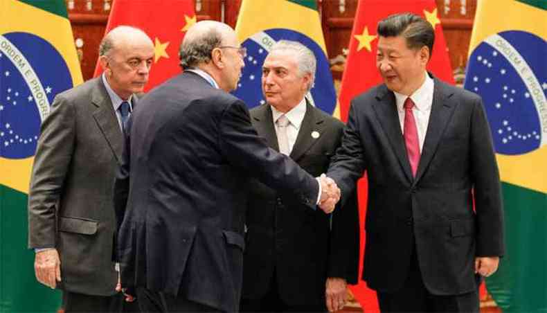 Jos Serra, Henrique Meirelles. Michel Temer e o presidente da Cina, Xi Jinping(foto: Beto Barata/ PR)