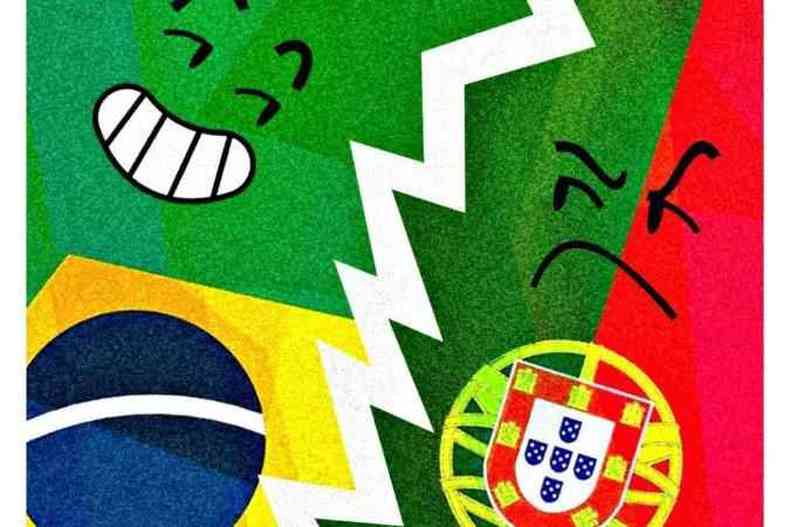 Ilustrao de bandeiras do BR e Portugal 