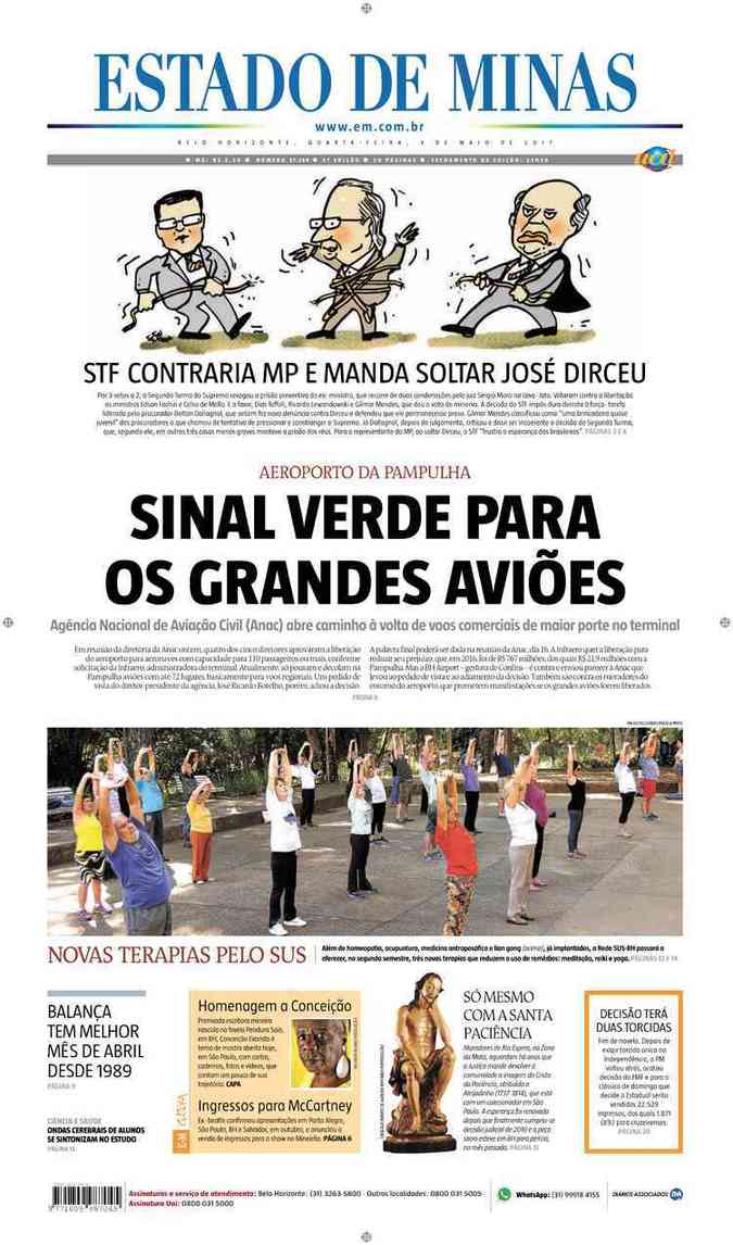 Confira a Capa do Jornal Estado de Minas do dia 03/05/2017