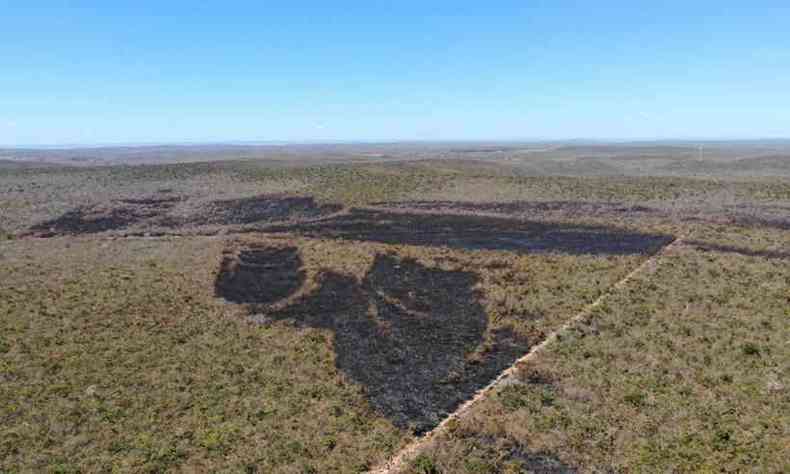 Quase 2,6 mil hectares de vegetao j foram queimados em Cnego Marinho (MG)(foto: Divulgao/Corpo de Bombeiros)