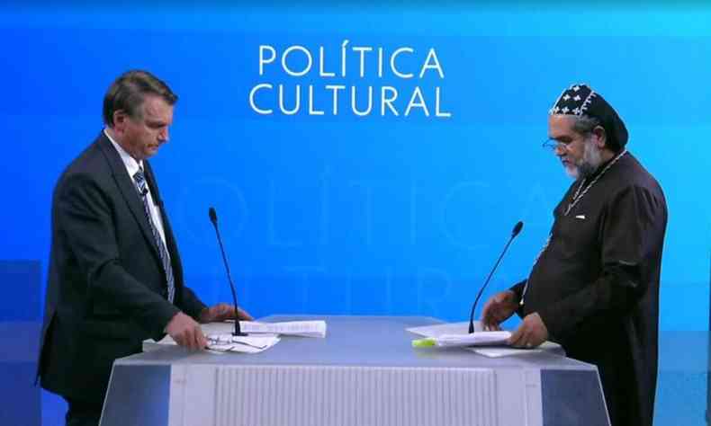 Bolsonaro e Padre Kelmon no debate da Globo