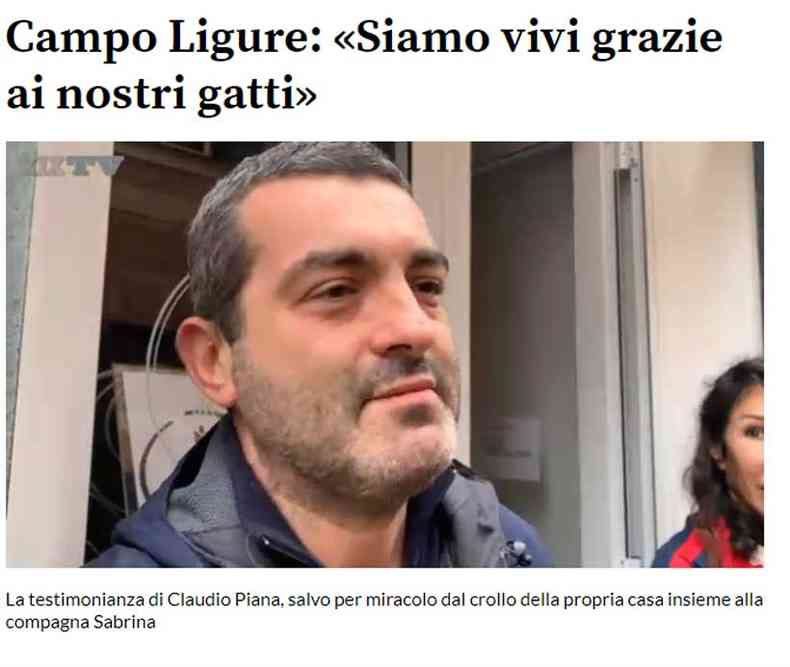  Claudio Piana, morador de Campo Ligure (noroeste), em uma entrevista em vdeo ao jornal regional Secolo XIX(foto: Reproduo/Secolo XIX)