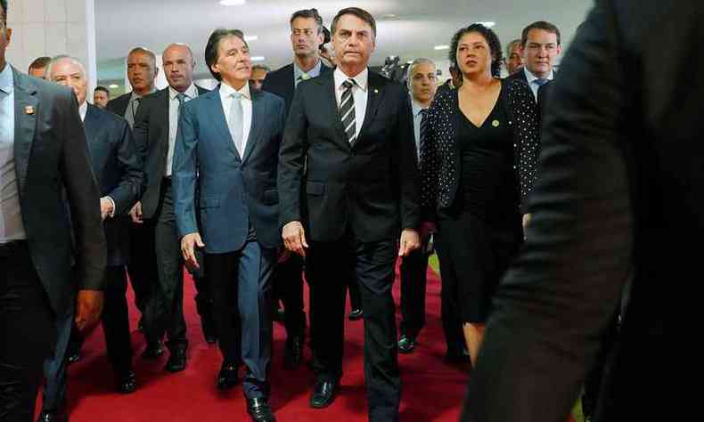 Bolsonaro chegou  Cmara com um forte aparato de segurana (foto: Will Shutter/Cmara dos Deputados)