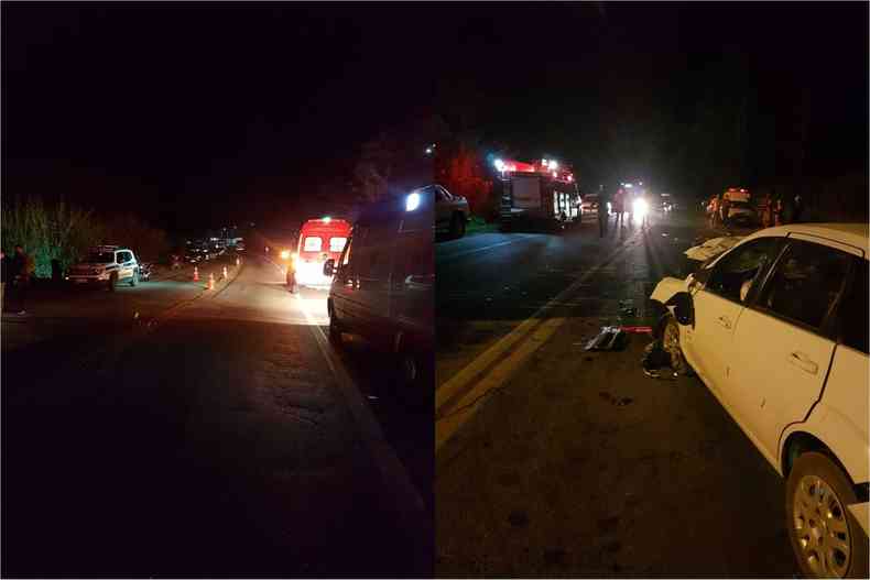 Acidente aconteceu na noite desse domingo (20/6), na BR-265, em Barbacena(foto: Corpo de Bombeiros/Divulgao)