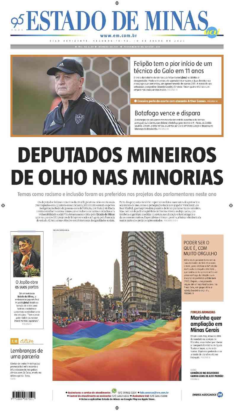 Confira a Capa do Jornal Estado de Minas do dia 10/07/2023