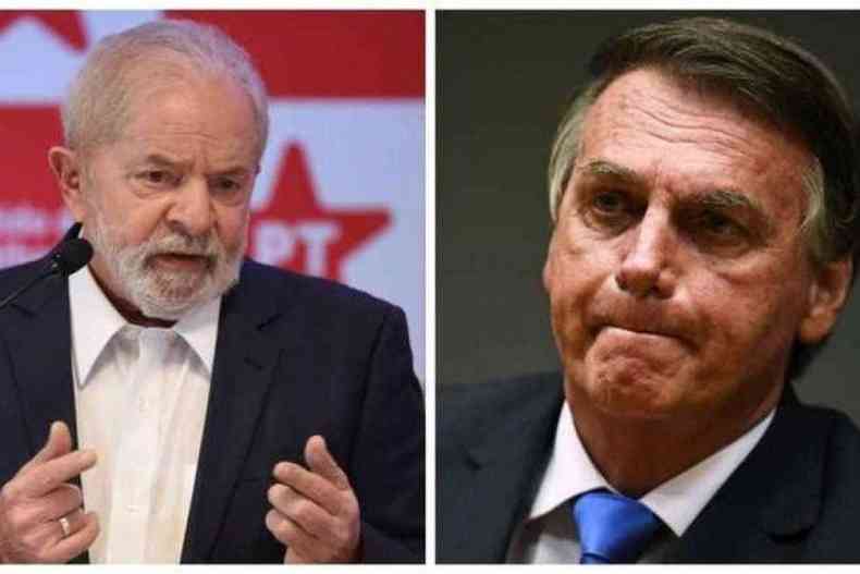 Montagem: Lado esquerdo, Lula. No lado direito, Bolsonaro