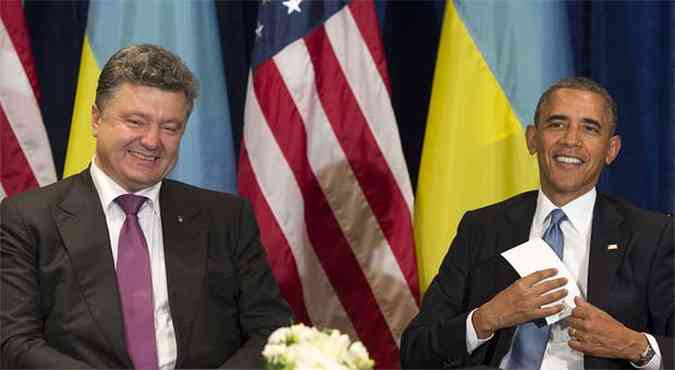 Presidente dos Estados Unidos reforou apoio ao novo governo da Ucrnia(foto: AFP PHOTO / Saul LOEB )