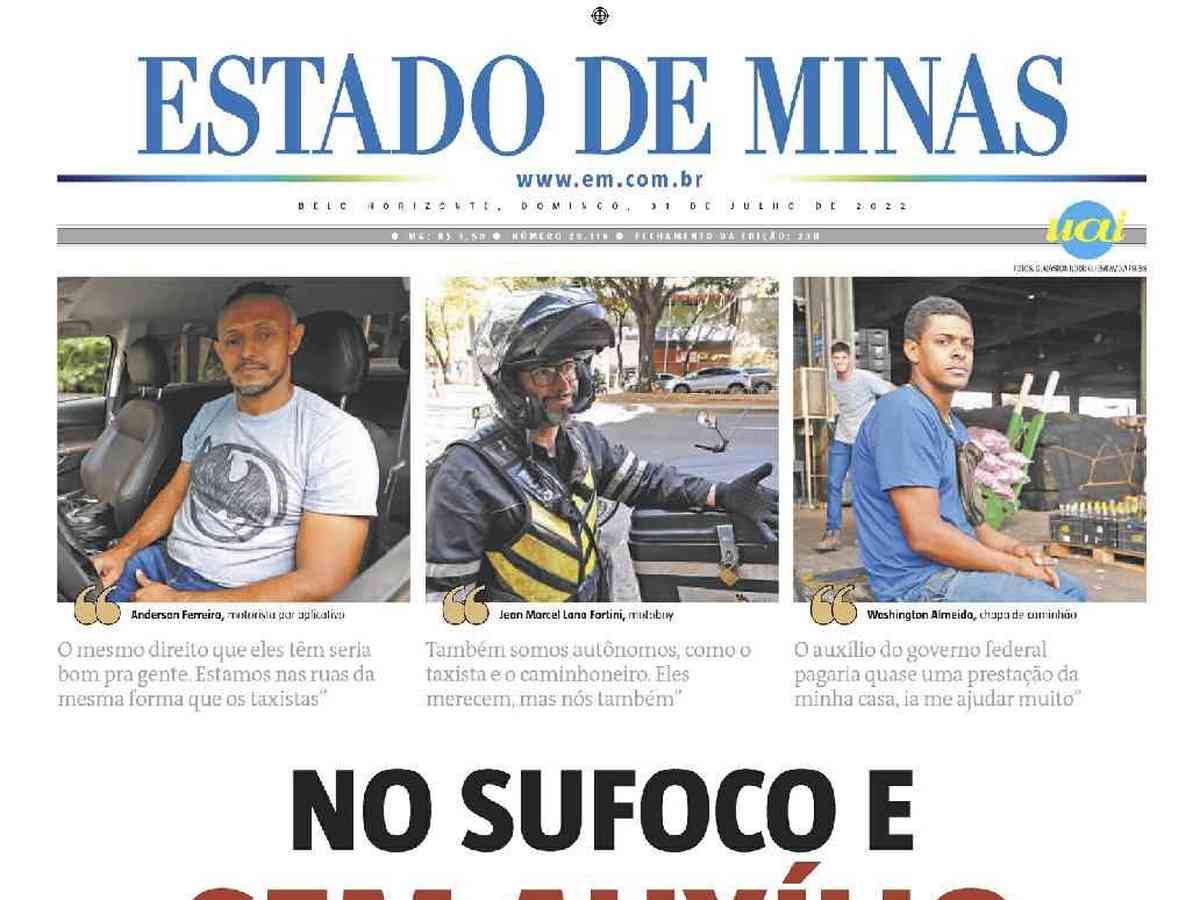 Confira a Capa do Jornal Estado de Minas do dia 31/07/2018