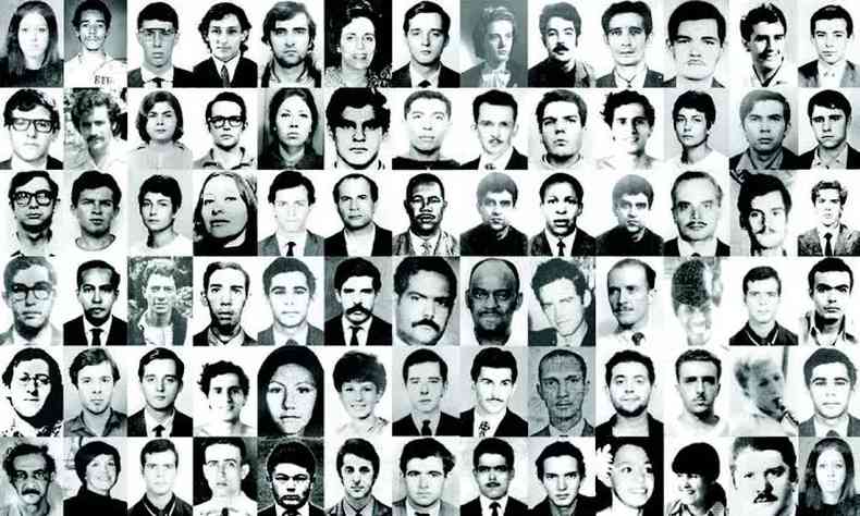 Montagem com fotos de brasileiros mortos e desaparecidos na ditadura militar