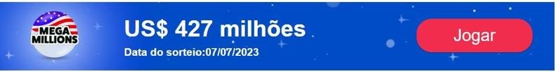 Banner do sorteio de 07/07 com pr�mio no valor de US$ 427 milh�es