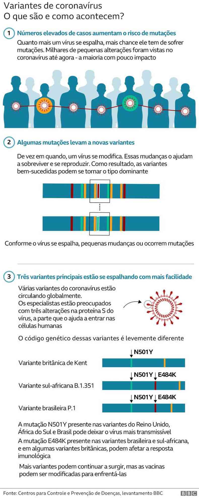 Gráfico sobre variantes do coronavírus