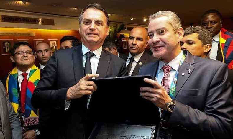 Bolsonaro e Rogrio Caboclo na abertura da Copa Amrica em 2019(foto: Marcos Corra/pr )