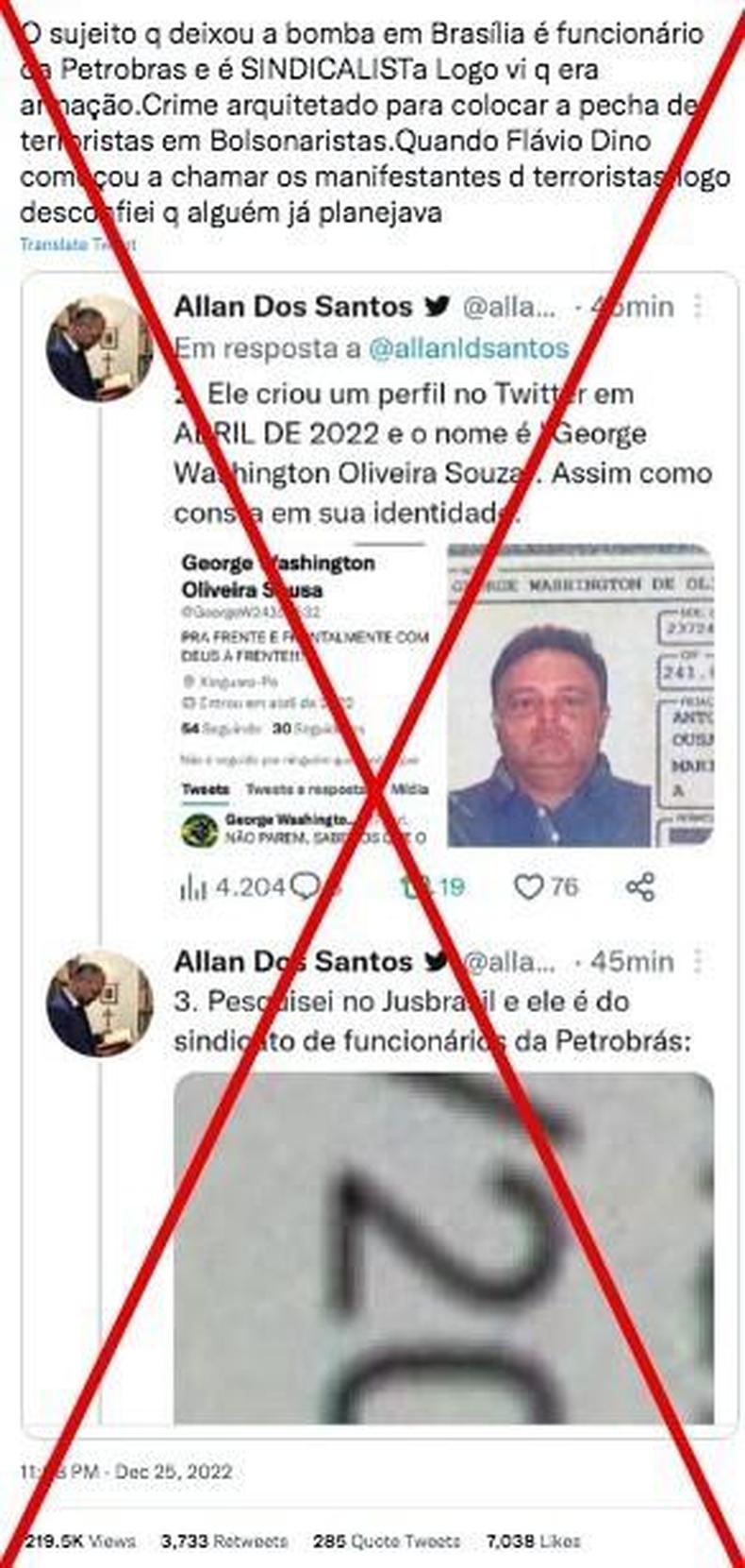 Captura de tela feita em 30 de dezembro de 2022 de uma publicao no Twitter 