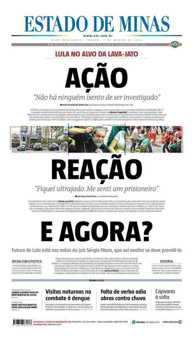 Confira a Capa do Jornal Estado de Minas do dia 05/03/2016