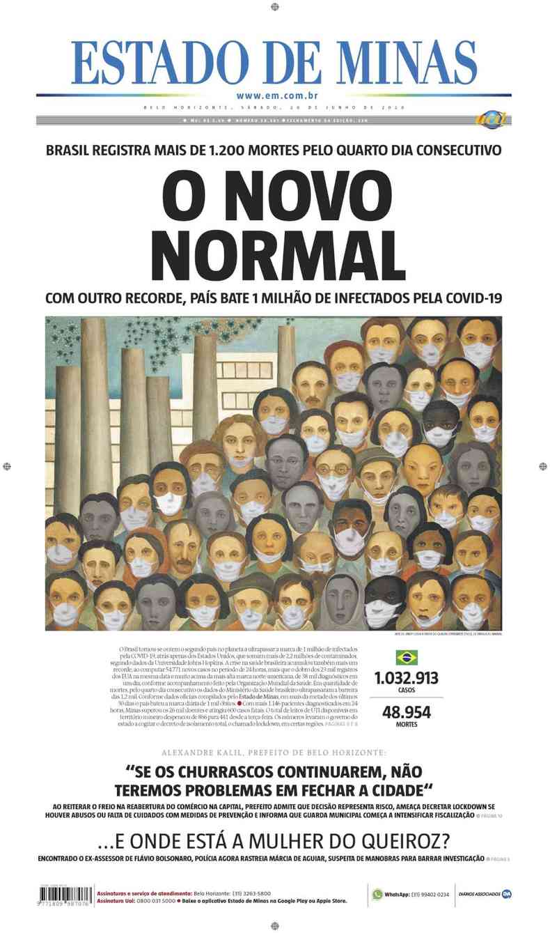 Confira a Capa do Jornal Estado de Minas do dia 20/06/2020(foto: Estado de Minas)