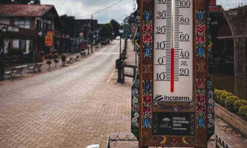 Foto do termômetro da cidade de Monte Verde, famosa na cidade mineira