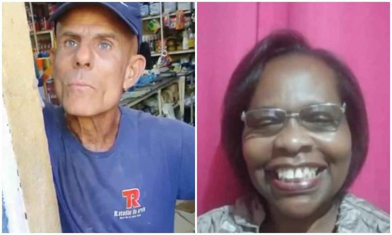 Montagem com fotos do suspeito, Jos de Paula Vieira, e da vtima, Regina Soares