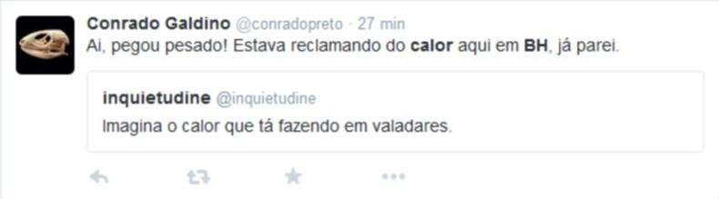 Internautas brincam com o calor em cidades mineiras(foto: Reprodu��o/Twitter)