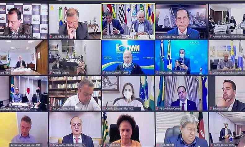 Governadores se encontraram via videochamada(foto: Redes Sociais/Reproduo)
