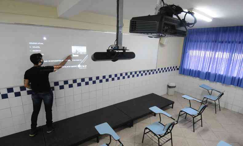 Salas de aula esto vazias por causa da pandemia do novo coronavrus(foto: Leandro Couri/EM/D.A Press)