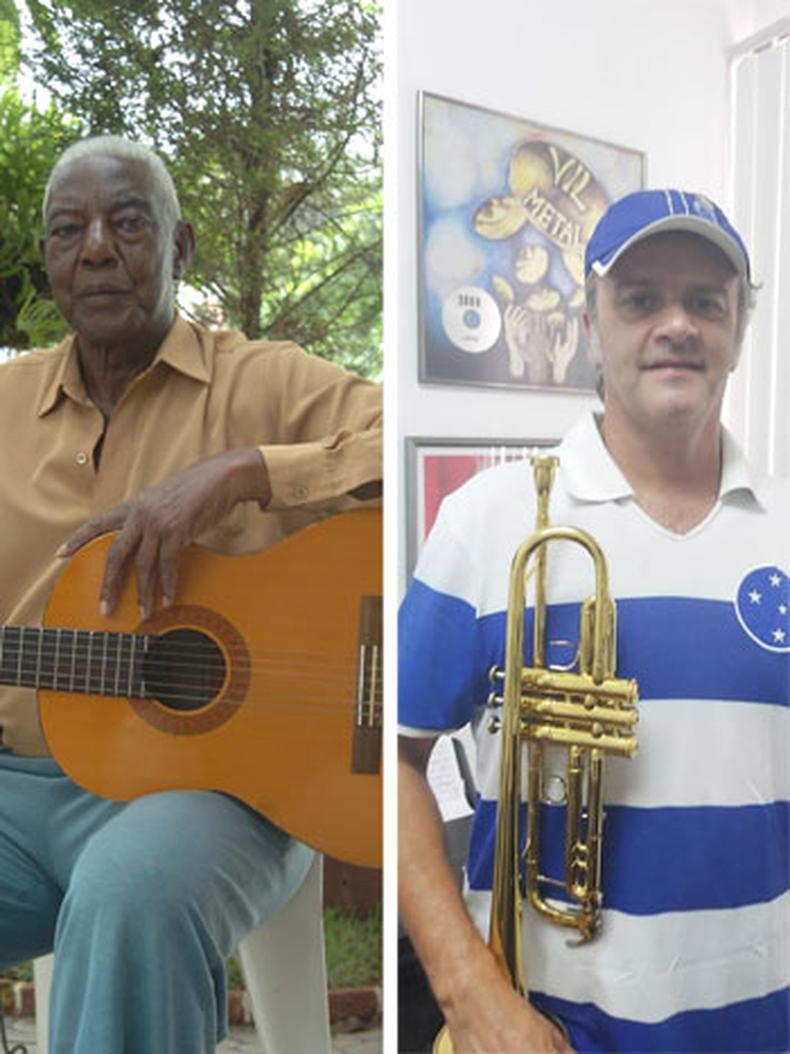 Jadir Ambrósio criou o hino celeste em 1965 e, durante a pandemia de COVID-19, João Vianna leva música, ao som de seu trompete, para as ruas de BH(foto: Cristina Horta/EM/D.A Press - 10/11/2009 e Arquivo Pessoal) Jadir Ambrósio criou o hino celeste em 1965 e, durante a pandemia de COVID-19, João Vianna leva música, ao som de seu trompete, para as ruas de BH(foto: Cristina Horta/EM/D.A Press - 10/11/2009 e Arquivo Pessoal)
