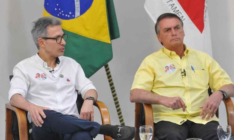O governador Romeu Zema e o presidente Jair Bolsonaro