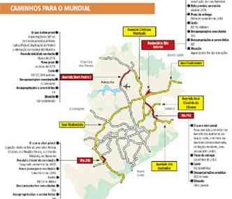 Veja o mapa com as intervenes previstas nas principais vias da capital (clique para ampliar)