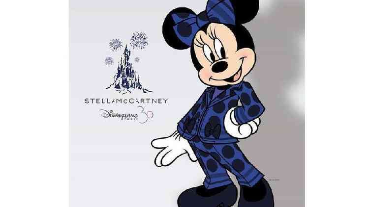 Desenho de Minnie Mouse com roupa azul e preta