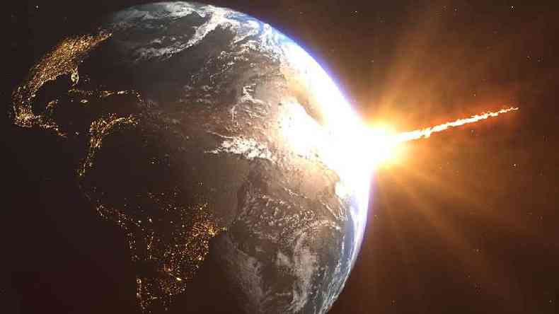 Asteroide atingindo a Terra