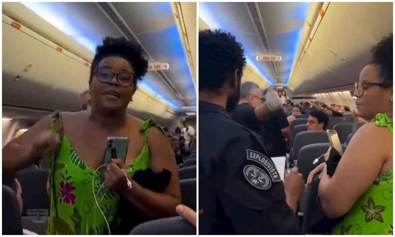 Passageiros registram em vdeo momento em que a mulher negra  expulsa de voo que saa de Salvador 