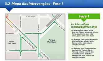 Rua Esprito Santo, entre Rua dos Tupis e Avenida Afonso Pena, vai operar em mo dupla(foto: BHTrans/Divulgao)