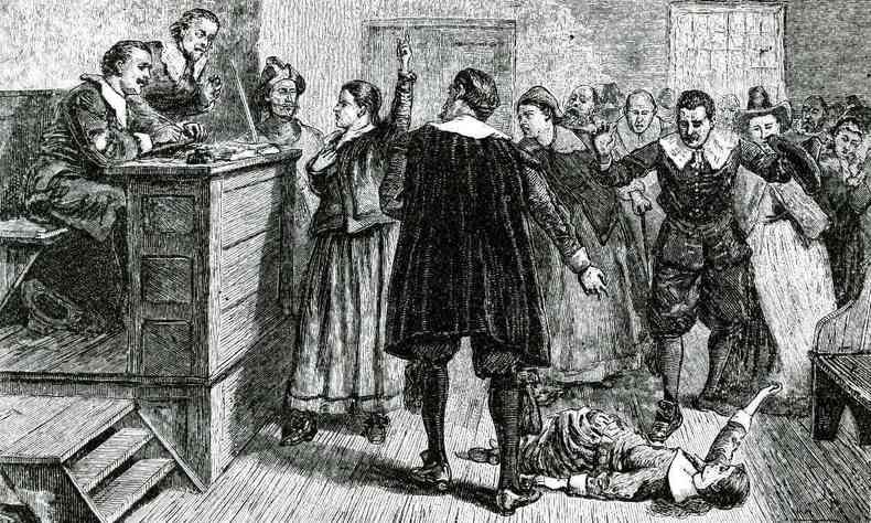 Ilustrao de um julgamento por bruxaria na cidade de Salem