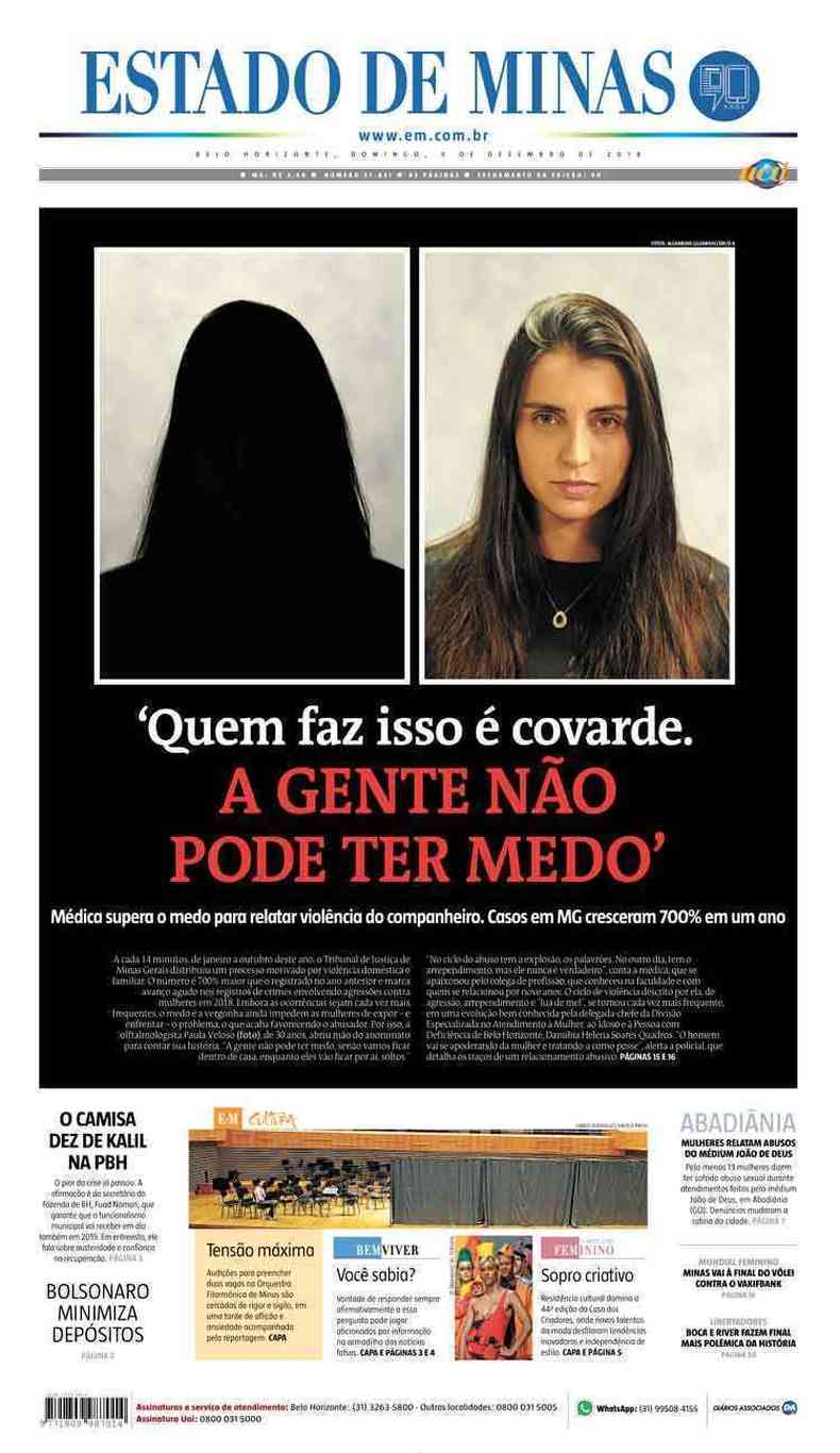 Confira a Capa do Jornal Estado de Minas do dia 09/12/2018(foto: Estado de Minas)