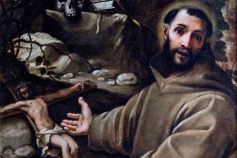 So Francisco em Orao - Francisco  o santo catlico mais retratado na histria da arte. De acordo com o curador Stefano Papetti da Casa Fiat, ele  o mais representado na arte italiana.(foto: Pintura de Annibale Carracci)