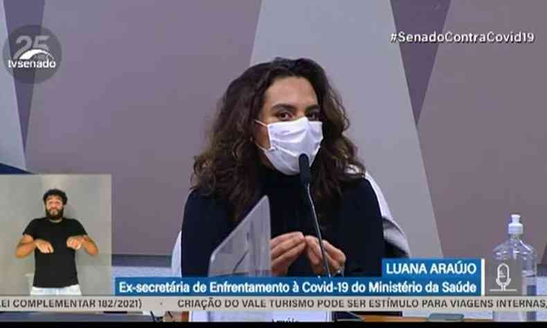 Mdica infectologista Luana Arajo depe na CPI da COVID nesta quarta-feira (2/6)(foto: Reproduo/TV Senado)