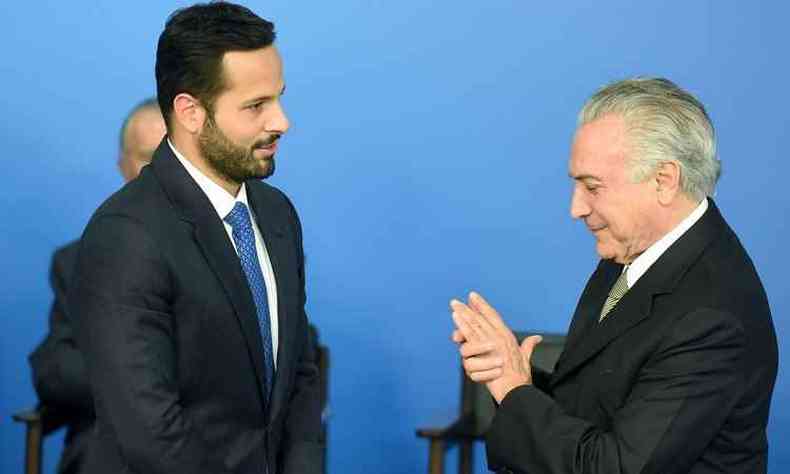 Marcelo Calero e o presidente Michel Temer no dia da posse do ex-ministro da Cultura, em maio (foto: / AFP / EVARISTO SA )