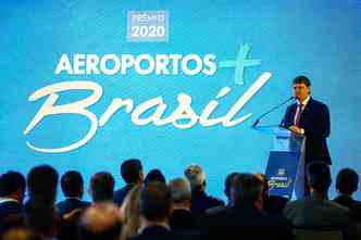 Ministro da Infraestrutura ,Tarcsio de Freitas, durante a cerimnia do Prmio Aeroportos Brasil, promovido pelo governo(foto: Marcelo Camargo/Agncia Brasil)