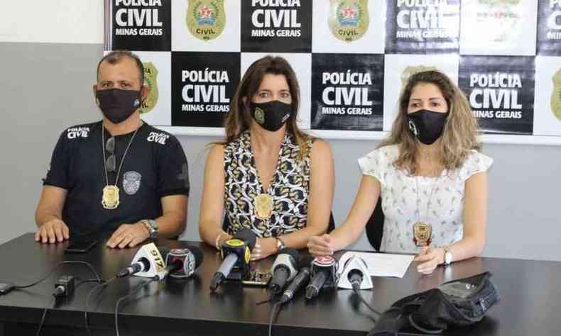 Segundo a delegada Adriana Rosa (D), foi descartada a possibilidade de participao de terceiros no crime(foto: Polcia Civil de MG/Divulgao)