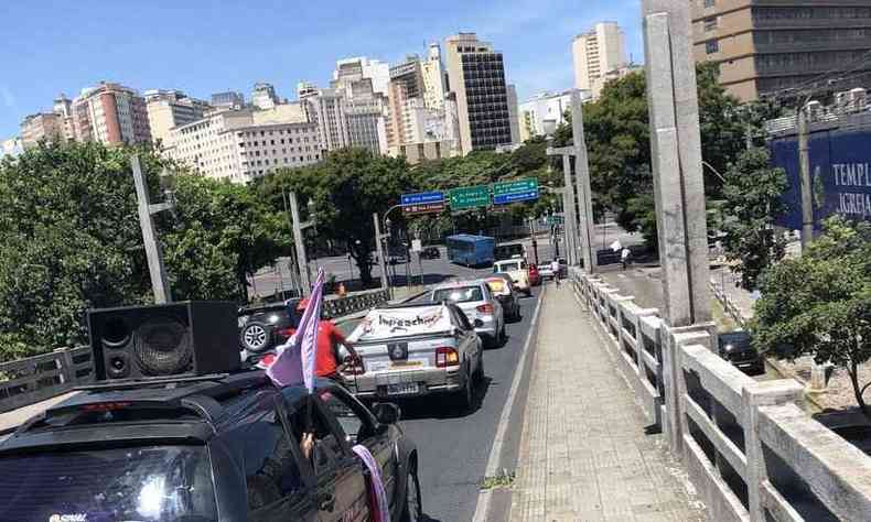 Movimentao na manh deste domingo em Belo Horizonte, capital de Minas Gerais(foto: Reproduo/Twitter Impeachment J, Pela Vida - BH)