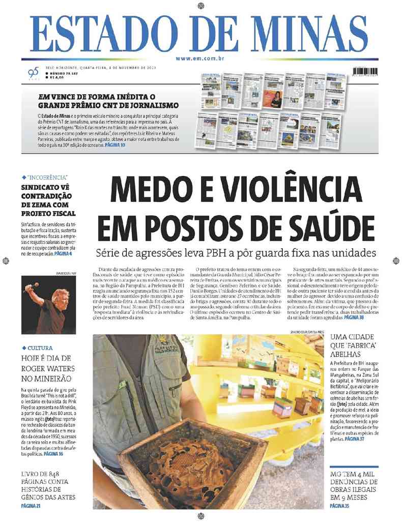 Confira a Capa do Jornal Estado de Minas do dia 10/08/2023