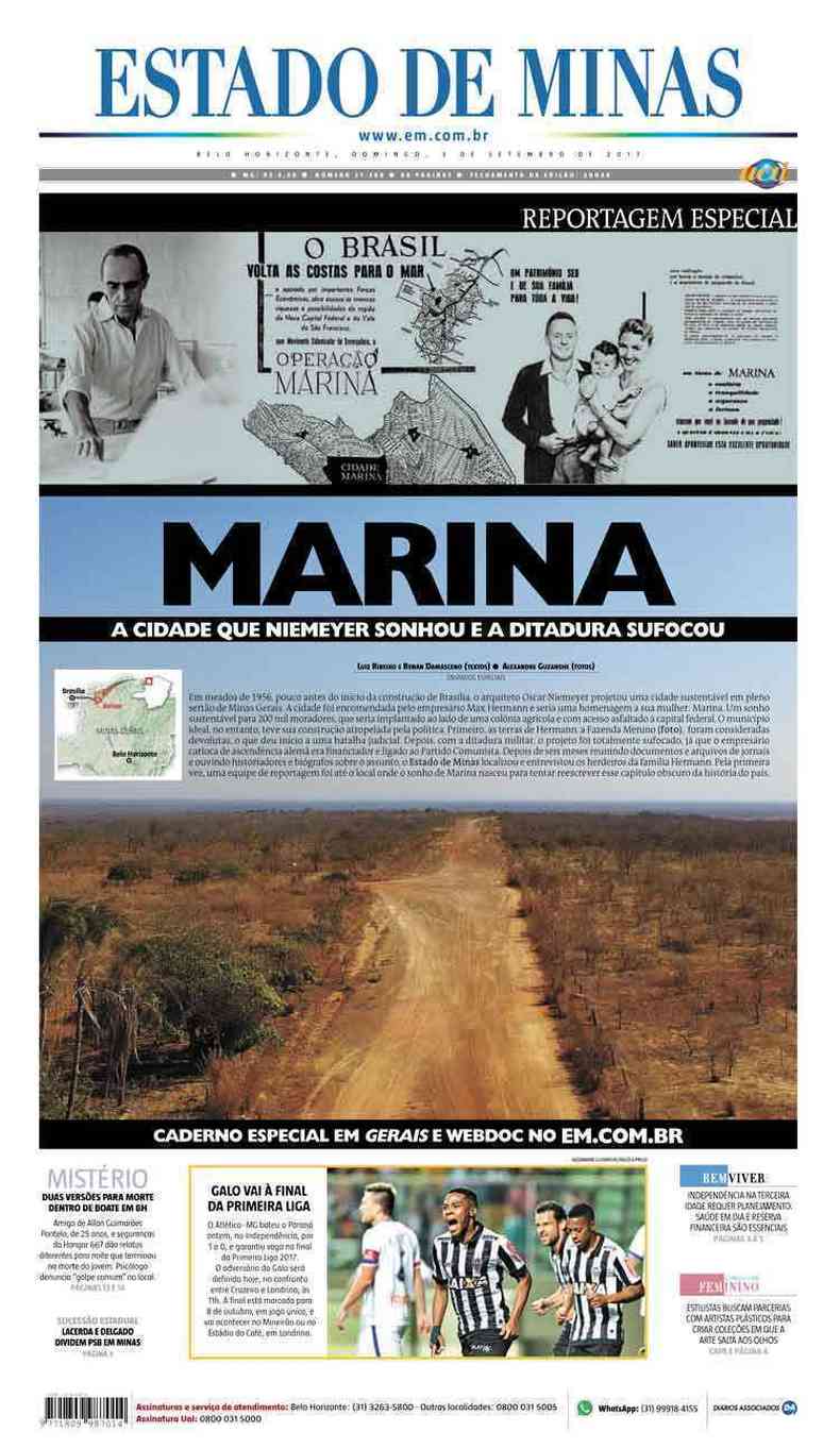 Confira a Capa do Jornal Estado de Minas do dia 03/09/2017