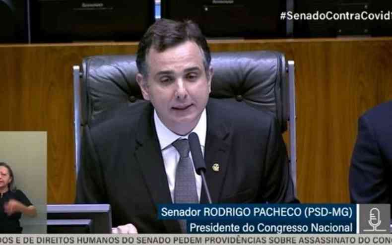 Pacheco discursa no plenrio da Cmara dos Deputados; foto de reproduo de TV