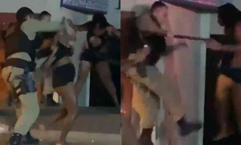 Imagens mostram momento em que policial agrediu uma das mulheres